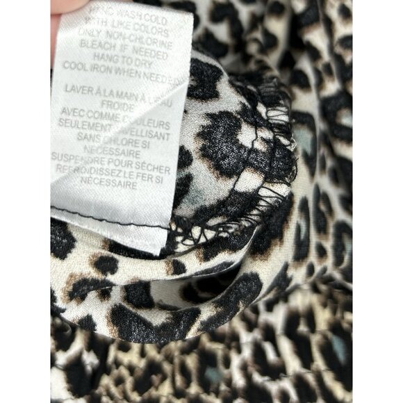 DR2 Wide Leg Crop Pants Womens L  Animal Print  Cheetah Leopard Pull On Flowy - Picture 6 of 11